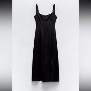 Zara Black Slip Maxi Dress with Scoop Neck